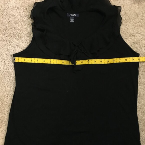 Chaps Gothic Black Ruffle Collar Tie Up Tank Top - Picture 10 of 12